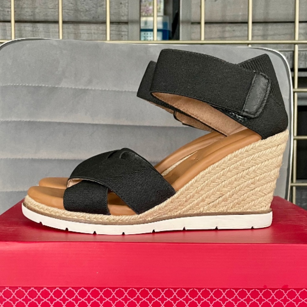 KELLY & KATIE Espadrille Wedges, sz 6.5